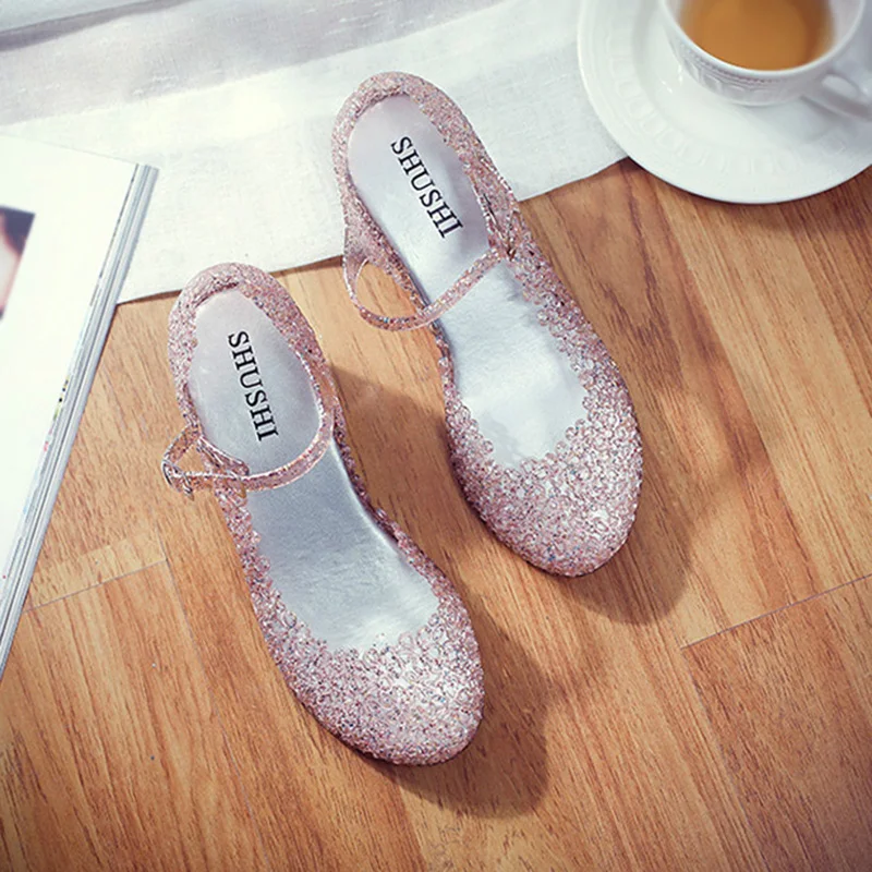 Женские прозрачные сандалии на танкетке с ремешком и пряжкой 2019|Боссоножки