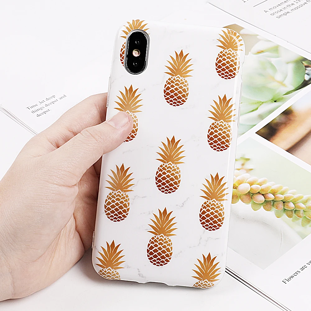 LOVECOM чехол для телефона для iPhone XR XS Max 6 6S 7 8 Plus X золотые плоды ананаса мягкая IMD задняя крышка Coque с палец кольцо подарок