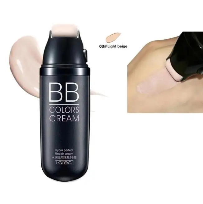 Light beige ROREC BB крем с роликом Защита от солнца Блок увлажняющий консилер основа для макияжа лица голые отбеливание Красота Макияж Косметика - Цвет: Light beige