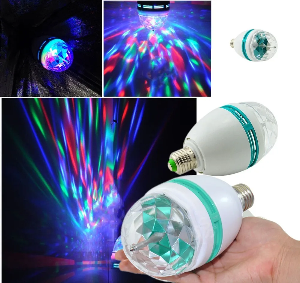 Светодиодный сценический светильник E27 держатель RGB 3 Вт полный Цвет с