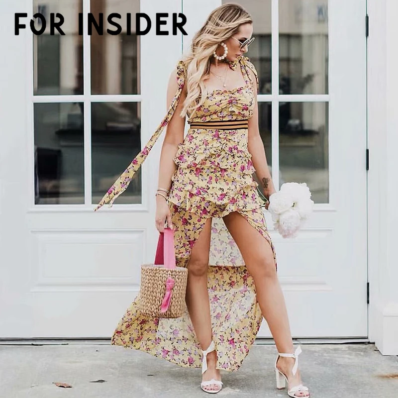 Для инсайдера асимметричное желтое длинное платье с цветочным принтом женское