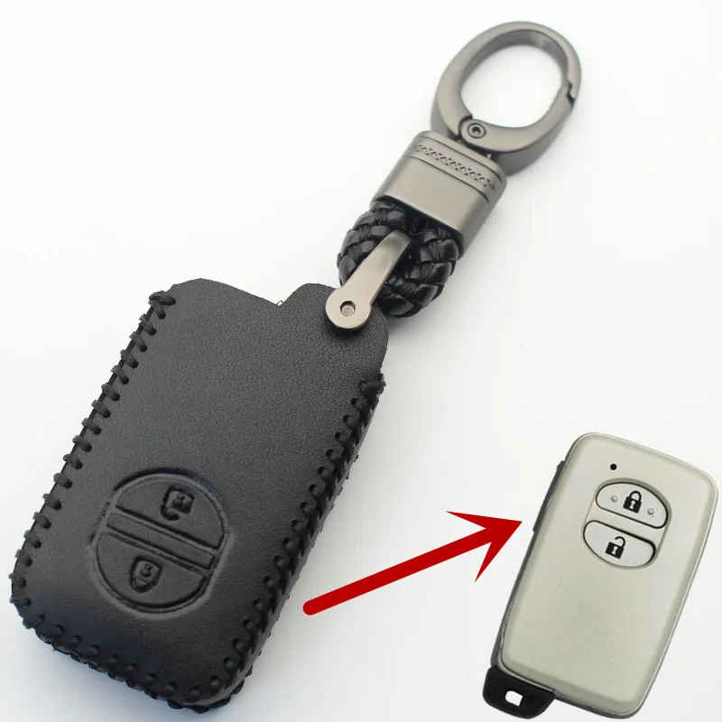 FLYBETTER натуральный кожаный брелок 2 смарт-Кнопка чехол для Toyota Camry/Land Cruiser/Highlander/Prado(B) L328