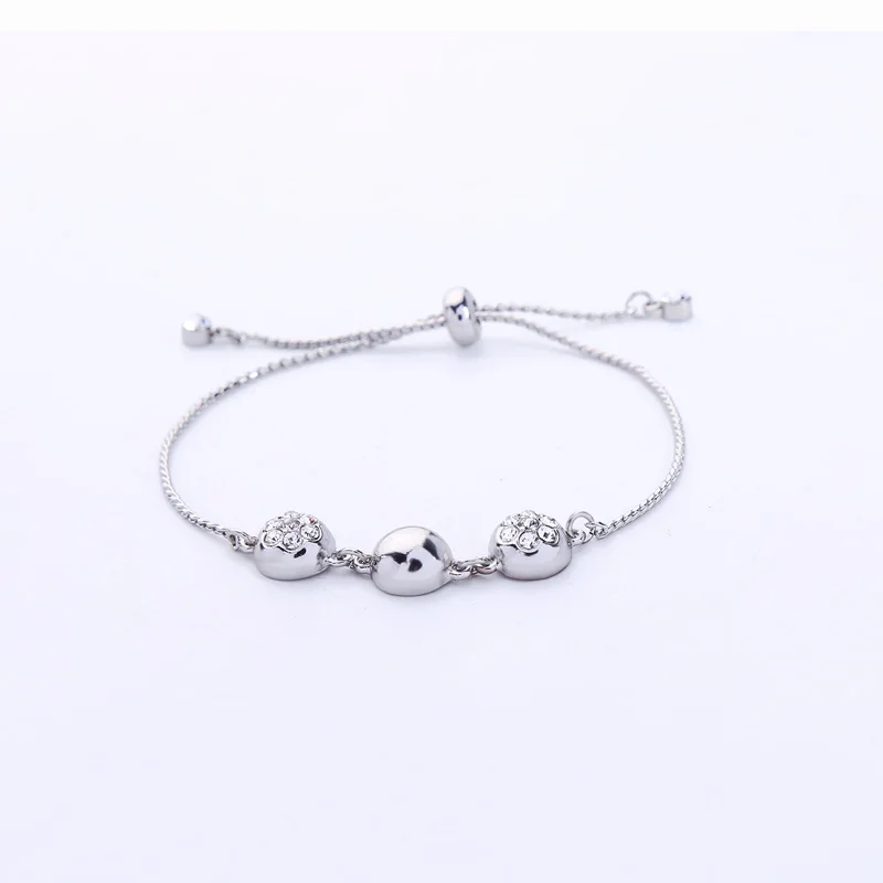 Silver Color Adjustable Bracelets For Women OL Crystal Simple Chains Anniversary Gifts 2019 Fashion Jewelry Accessories | Украшения и