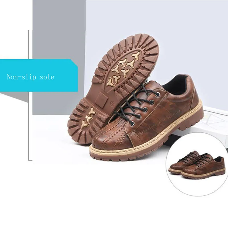 2019 Summer New Leather Men Shoes Retro Tooling Big Head Low-Top Martin Boots Shell Bee Tendon Sole Man | Обувь