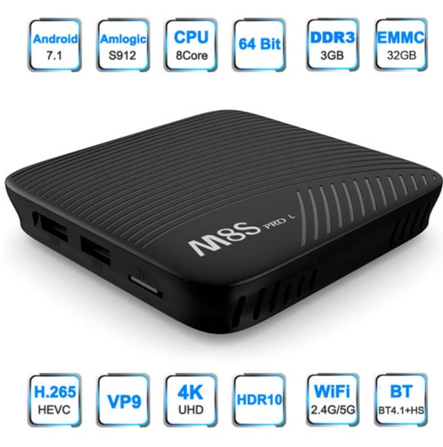 10 шт. M8S Pro L Amlogic S912 3 Гб оперативной памяти, 16 Гб встроенной памяти, 32 Гб встроенной памяти, Android 7,1 ТВ коробки Youtube 4 K Octa Core K D 17,3 смарт-медиа-плеер