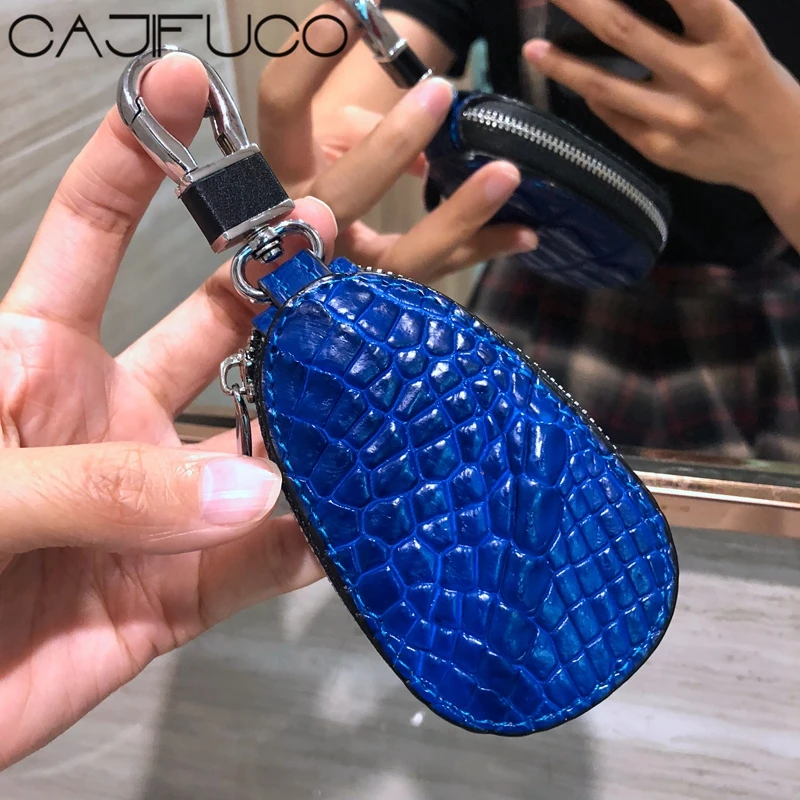 CAJIFUCO натуральный Крокодил кожа питона органайзер для ключей кошелек из змеиной