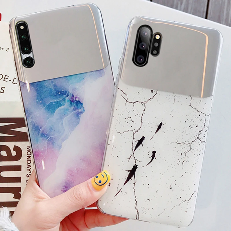 Чехол TRISEOLY для samsung Galaxy Note10 Pro маленькая зеркальная рыбка и Цветная мраморная