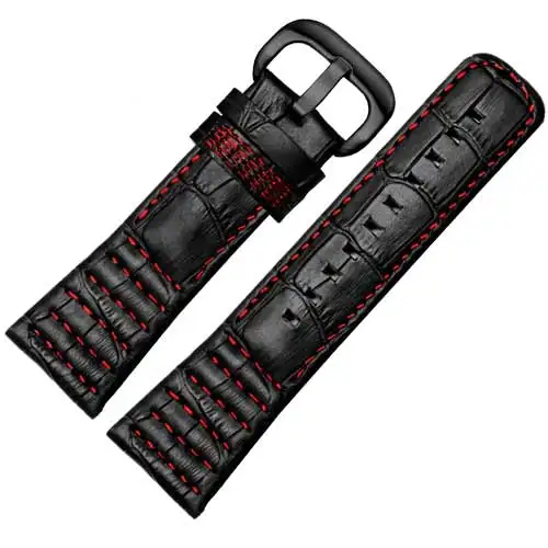 black red black 28 мм ремешок из натуральной кожи с пряжкой из нержавеющей стали Замена ремня из коровьей кожи для семи пятниц - Цвет ремешка: black red black