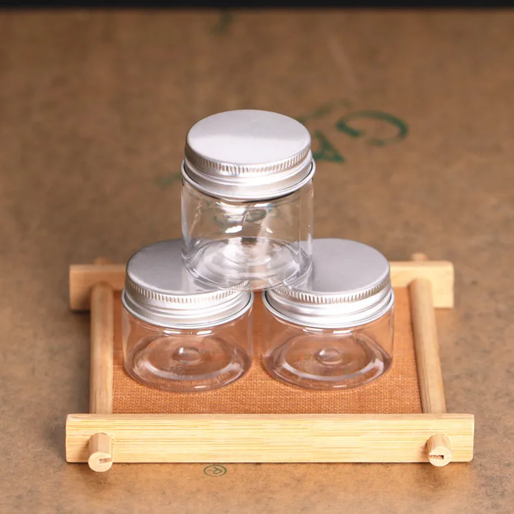 Прозрачный контейнер для крема с алюминиевой крышкой пластиковая банка