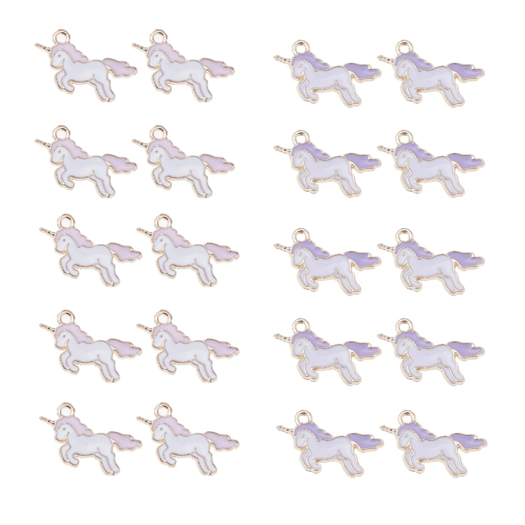 20 Pieces Unicorn Charms Pendant Findings Beads Jewelry Making DIY Crafts Accessories Pink and Purple | Украшения и аксессуары
