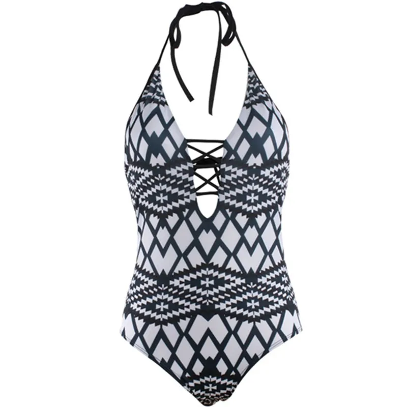 2018 Retro Sexy Monokini High Cut Trikini Swim Wear Bathing Suit Geometric Bodysuit Swimwear Women One Piece Swimsuit | Спорт и