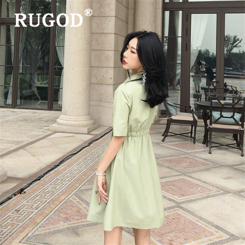 RUGOD 2019 Новое поступление приталенный двубортный платье женское элегантное с
