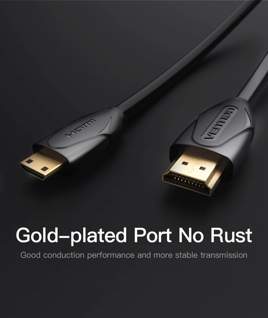 Vention Mini HDMI to HDMI кабель позолоченный 1080P Mini HDMI кабель 1 М 1,5 2 м для планшета видеокамеры MP4 DVD HDMI кабель Позолоченный