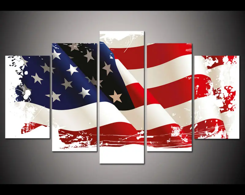 Картина на холсте с изображением флага США современная домашняя живопись декор