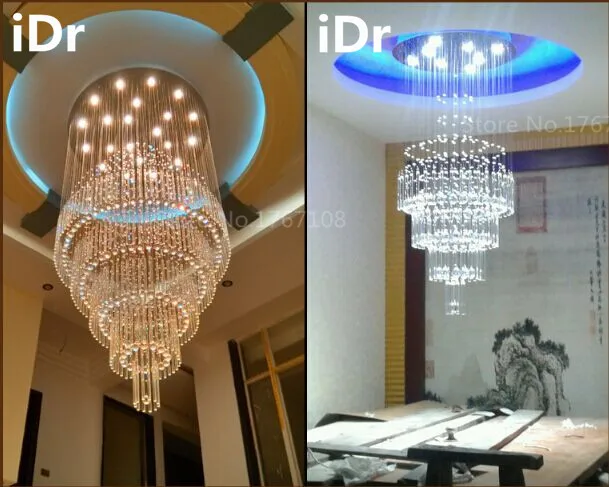 

Duplex living room lights crystal lampscircular hall Villa Hotel Project Lighting stairwell long chandelier iDr-0015