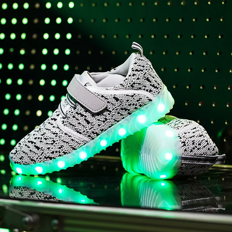 Hook &amp Loop Kids Glowing Shoes Boys Girls Flash Led Light Muti Color Children Luminous Sneakers | Детская одежда и обувь