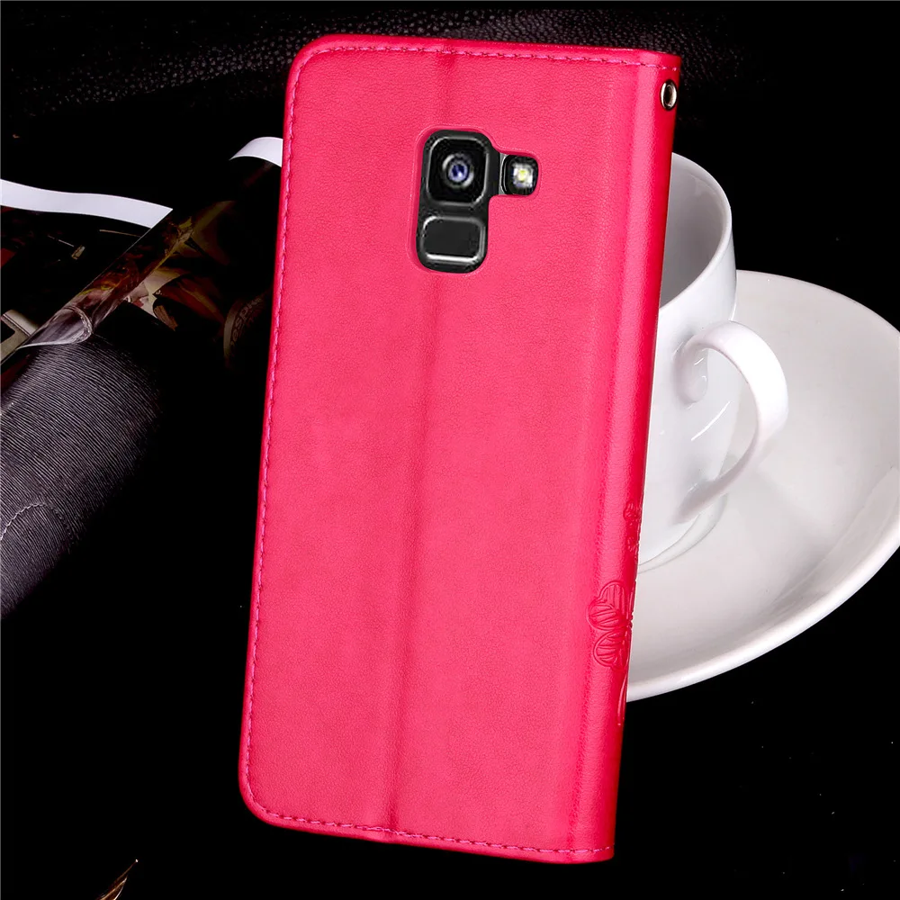 luxury shockproof funda cover For Samsung Galaxy A8 2018 case Flip Leather Stand Wallet Coque for Plus | Мобильные телефоны и