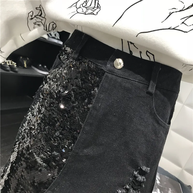 Коробова 2019 Новое поступление отверстие джинсовая юбка пикантные вечерние линии