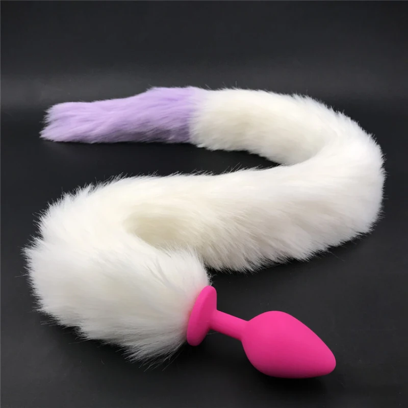 Анальные затычки хвосты силиконовая Анальная пробка белый фиолетовый хвост анус