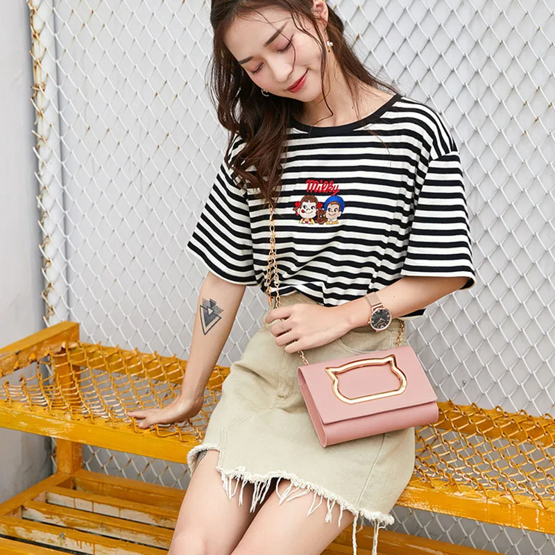 

Women Mini Crossbody Bag Lady PU Leather Shoulder Bags with Metal Chain New