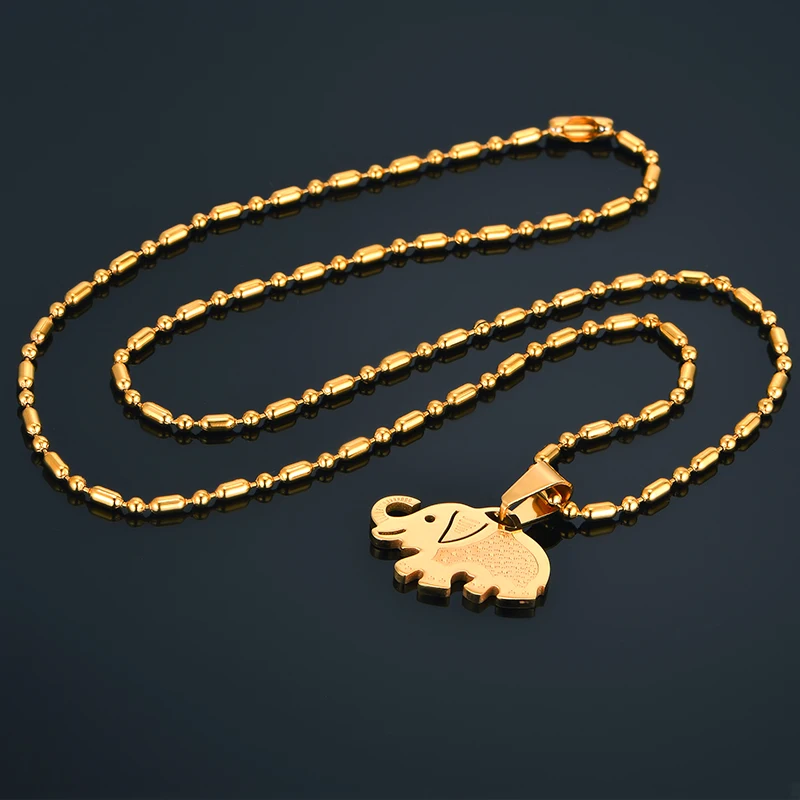 

Love Elephant Stainless Steel Chain Pendant Necklace Elephant Animal Necklaces for Women Men Gift Bijoux