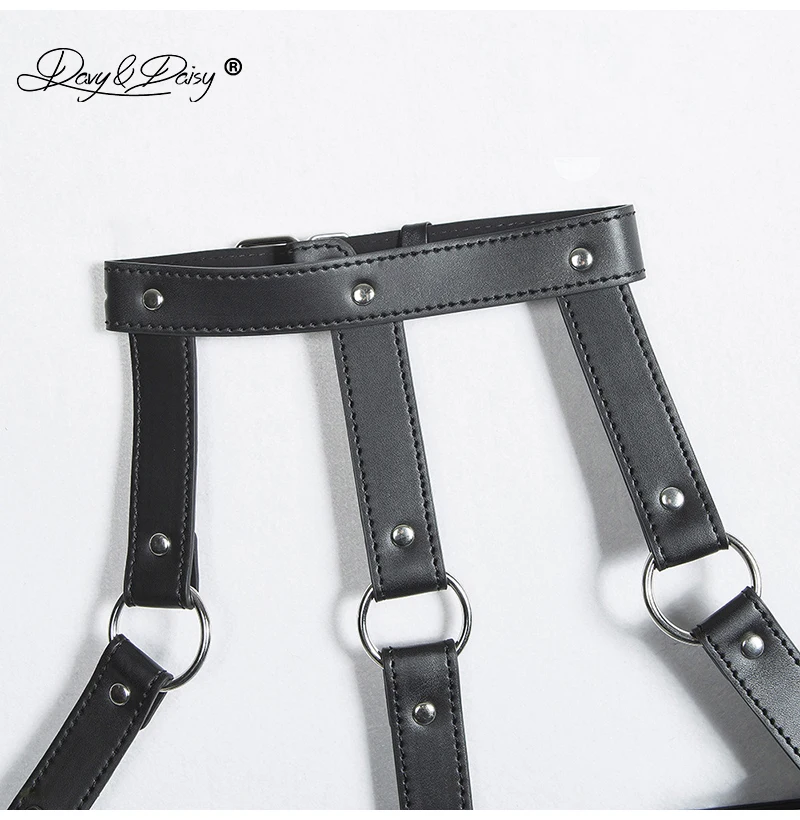 DAVYDAISY женские майки из искусственной кожи с металлической цепочкой, укороченный топ, сексуальное женское белье, Женская Клубная одежда, Эротика, нижнее белье, сексуальные костюмы TA502