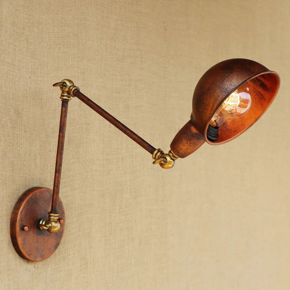 Настенный светильник Лофт с регулируемой ручкой промышленный Железный цвет