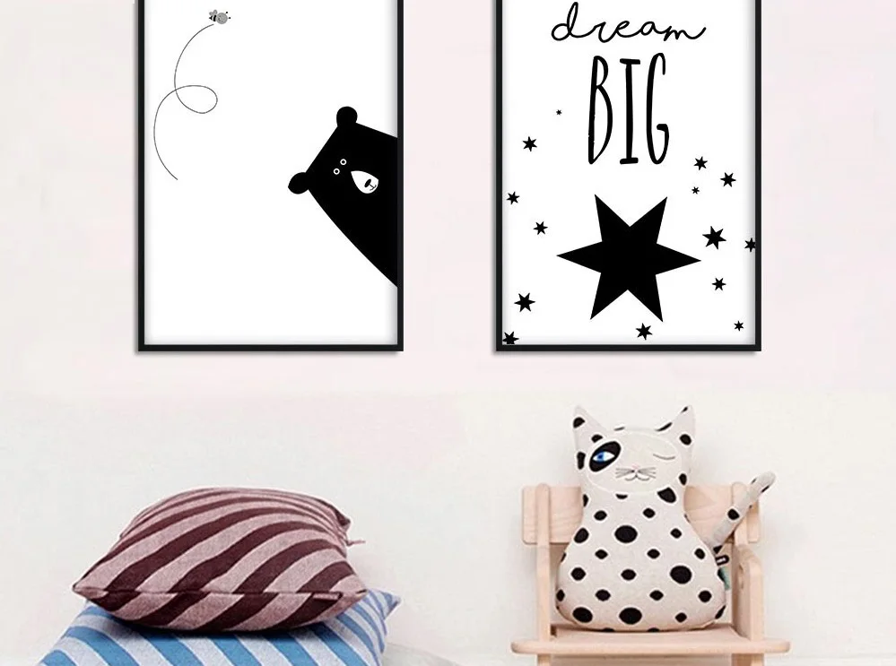 Dream Big Kawaii мультфильм слон настенное Искусство Холст Плакаты принты картина для
