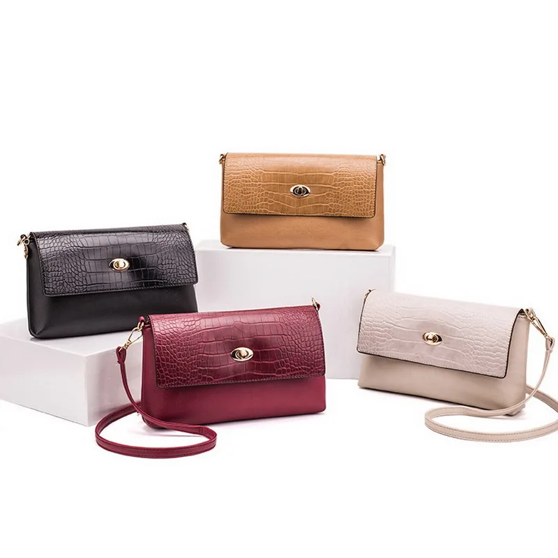 FUNMARDI Female Crossbody Bags High Quality PU Leather Women Bag Crocodile Pattern Shoulder Envelope Flap WLHB1843 |
