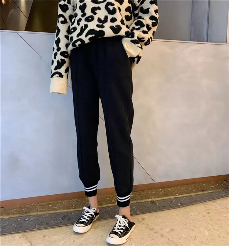 Black Pants 90641 Wixra, Стильные Свитера с леопардовым принтом, Осень-зима-весна, женские вязаные пуловеры с круглым вырезом, женская одежда, хит - Цвет: Black Pants 90641