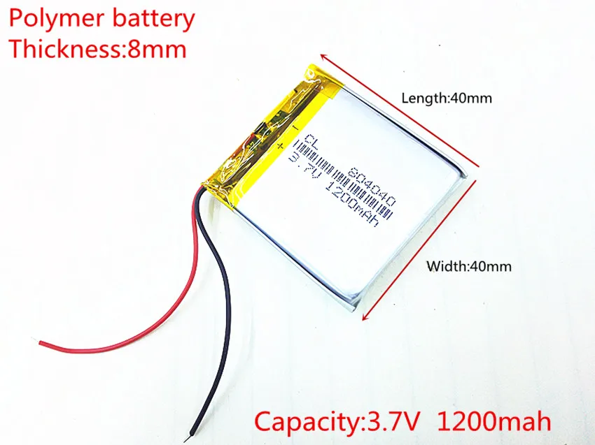 

3,7 V,1200mAH,804040 PLIB; Полимерный литий-ионный/литий-ионный аккумулятор для GPS,mp3,mp4,mp5,dvd,bluetooth, модель игрушечного мобильного bluetooth
