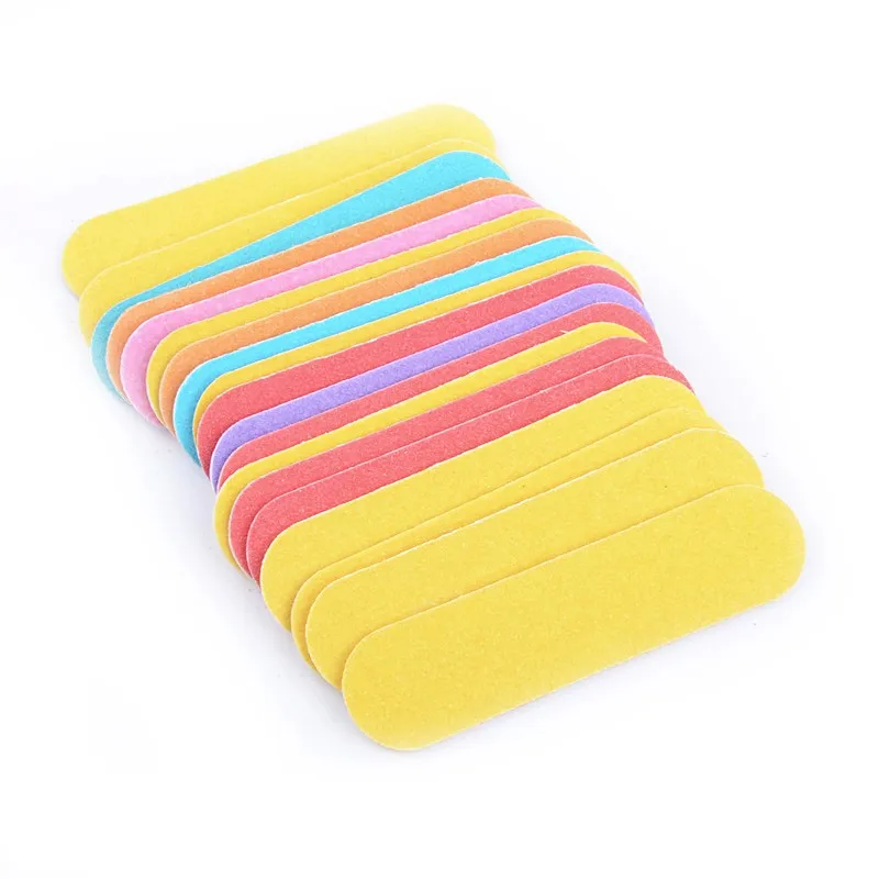 100X мини одноразовая пилка для ногтей Красота Смешанные цвета ногтевого дизайна