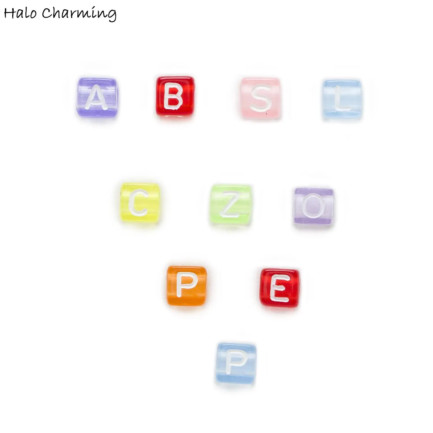 

100 Piece Multicolor Random Mixed Square Acrylic Spacer Letter Beads Alphabets Women Children DIY Bracelet Necklace 6mm