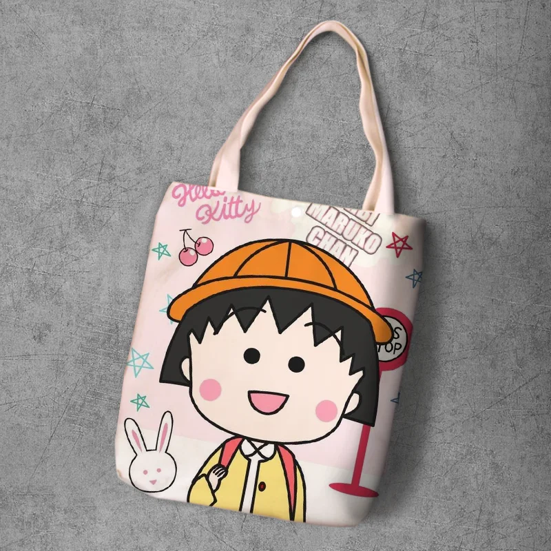Холщовый Рюкзак для покупок Chi bi Maruko с мультяшным принтом студентов