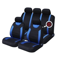 universal 5 seat polyester fabric full set black blue auto seat cover cushion protectorc ar washable