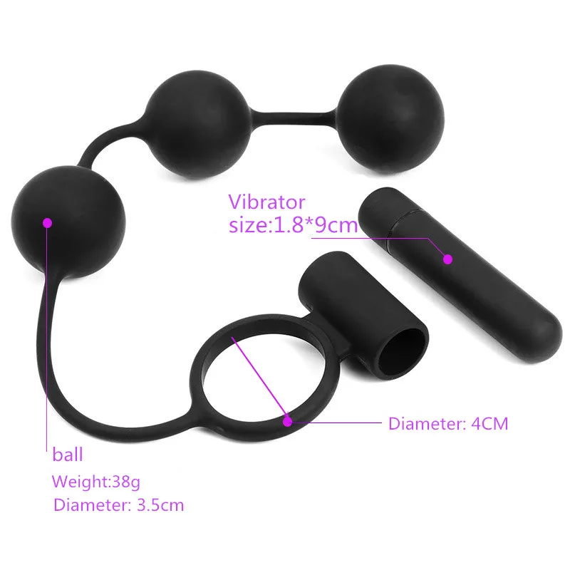 Male Masturbation Toy 3 Solid Pull Beads Anal Plug Lock Ring Vibrator Delayed Ejaculation 10 Frequency Vibration Massage Sex | Красота и