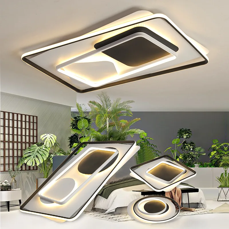 

Modern ceiling Lights Fixture Living room Bedroom Dining room plafondlamp Black White Color Remote Control Dimmable ceiling lamp