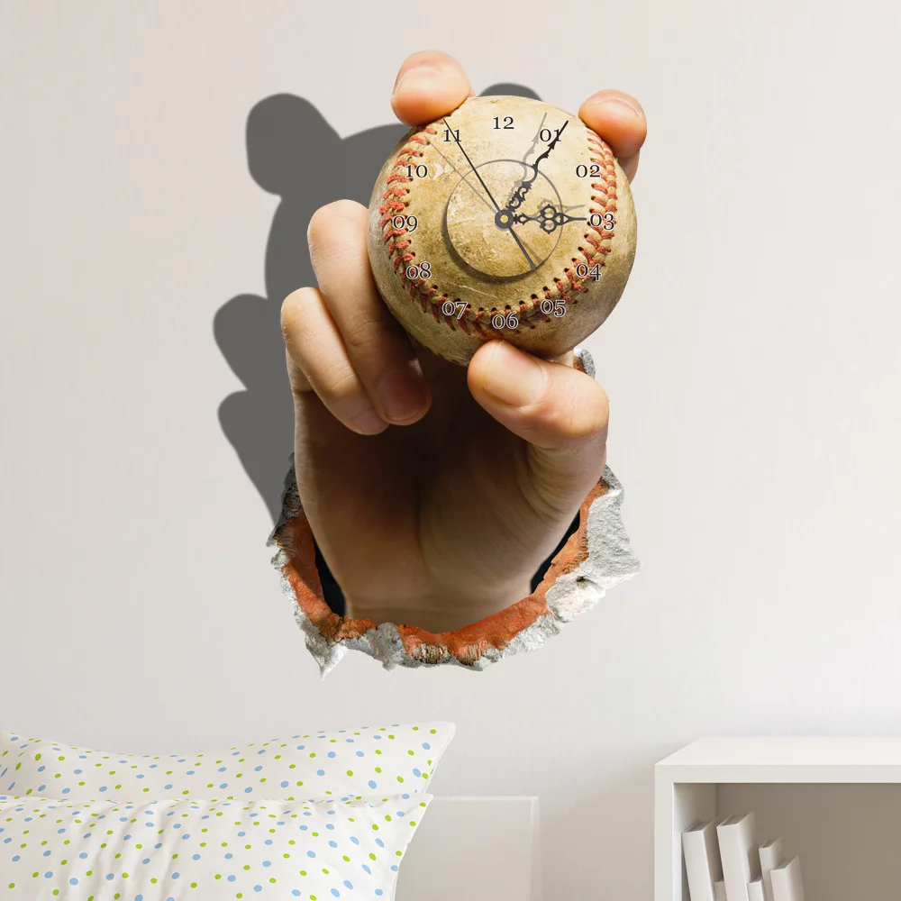 Европейский современная простая модная 3D теннис настенные наклейки с часами art