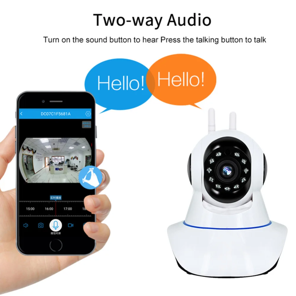 

WiFi Antenna Camera IP 720P Home Security Camera P2P IR Pan Two Way Audio Night camera Monitor baby