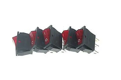 

5 x 15A 250VAC/20A 125VAC 3 Terminal SPST Red Neon Lamp O/F Boat Rocker Switch