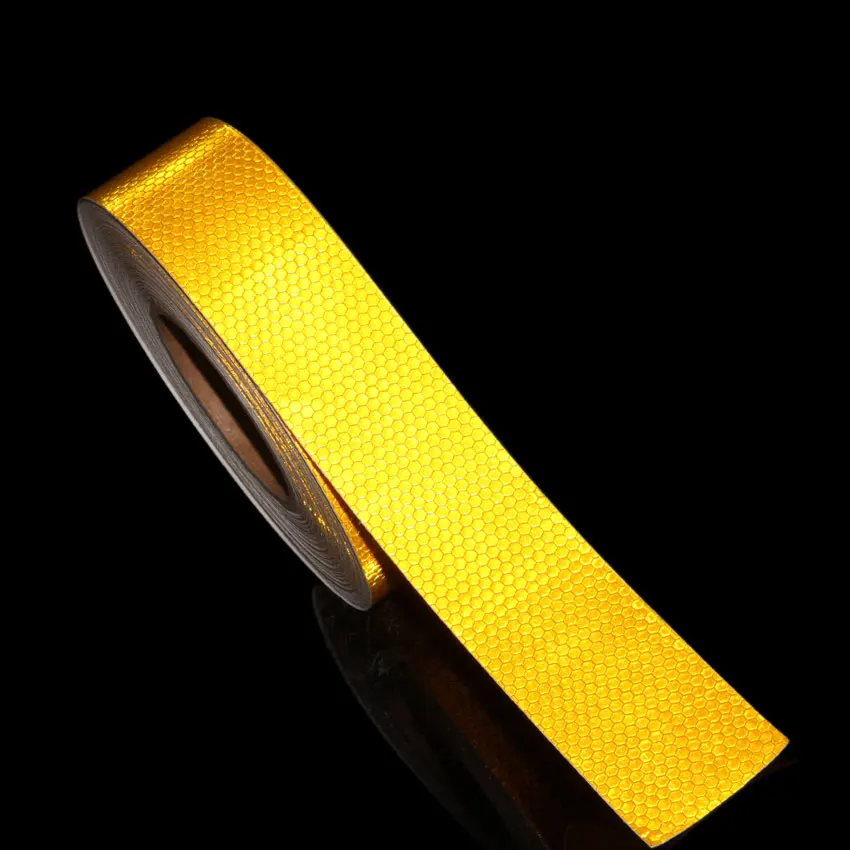 yellow 50 м светоотражающая лента, для мотоциклов безопасности Предупреждение Светоотражающая клейкая лента Применение на прицеп для легковых автомобилей самоклеящаяся плёнка из ПЭТ Стикеры велосипед - Цвет: yellow