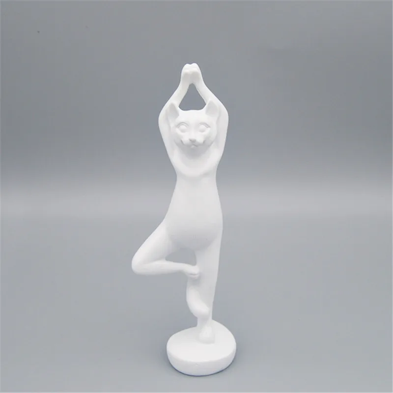7.8X22.5CM Винтажная статуя кота для йоги, медитация, фигурка современного животного, украшения для дома, подарки для лучших друзей, изделия из смолы, искусство и ремесло L3154 - Цвет: 7.8X22.5CM