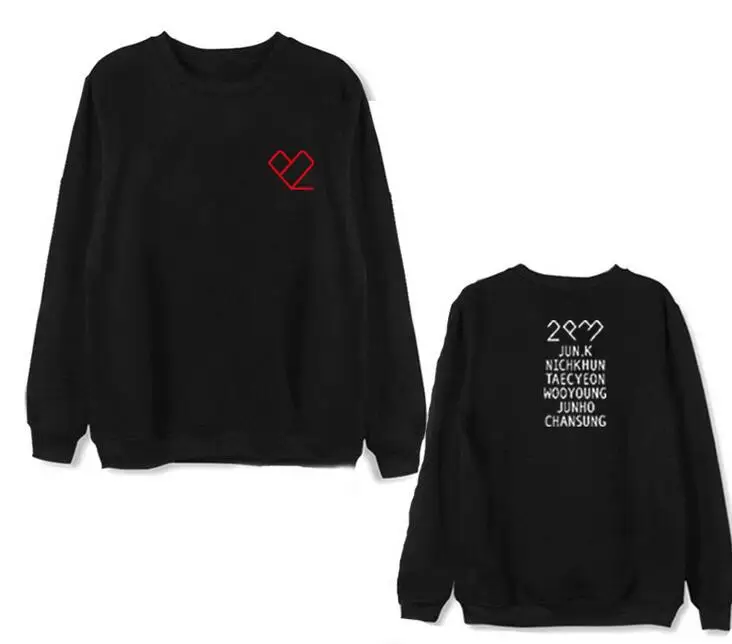

Kpop 2pm new album peach heart/member name printing o neck thin/fleece sweatshirt for fans supportive pullover hoodies