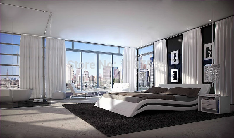 

comfortable bed PU+PVC modern soft bed leather soft bed large size bed-C315