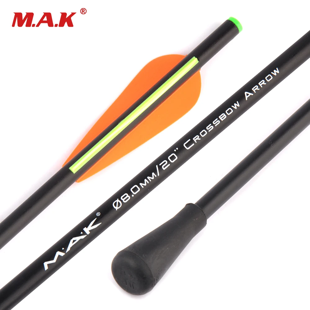 20 Inches Fiberglass Crossbow Arrow Diameter 8.8mm with Rubber Tip for Target Archery Hunting Shooting | Спорт и развлечения