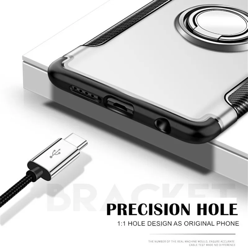 QINUO Magnetic Armor Ring Holder Cover Case For Huawei Honor Note 10 7x V8 9 V10 Lite V9 Play carbon fiber Coque C6Pro | Мобильные