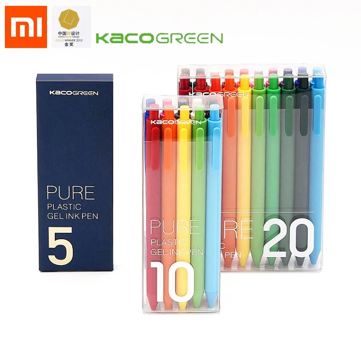 Xiaomi KACO чистая ручка, цветная ручка для письма, гелевая ручка, 0,5 мм, заправка, черные/синие/красные чернила, школьные и офисные принадлежности, студенческий подарок