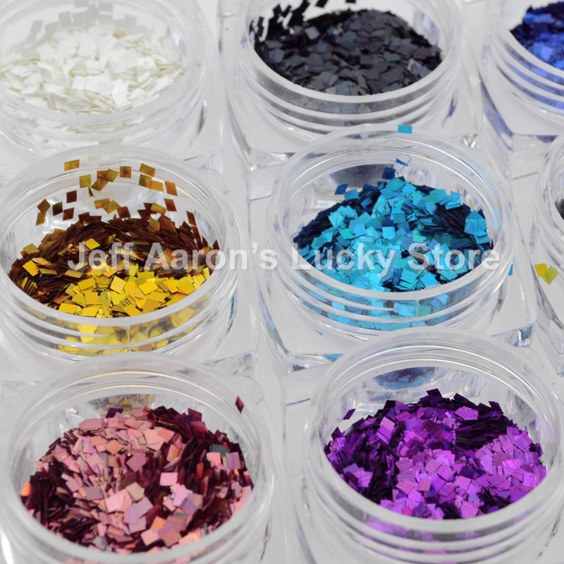 Высокое качество 12 Горшков квадратные блестящие наклейки для ногтей