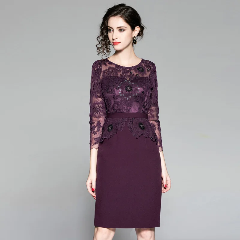 Vestidos De Festa, осенне-зимние Модные Коктейльные Вечерние женские платья, Тюлевое кружевное платье-футляр с вышивкой в стиле пэчворк