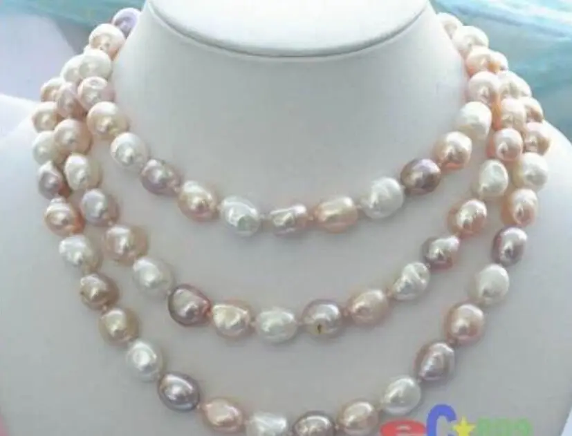 

NEW long 45 "7-8mm baroque multicolor freshwater pearl necklace AAA Free shipping